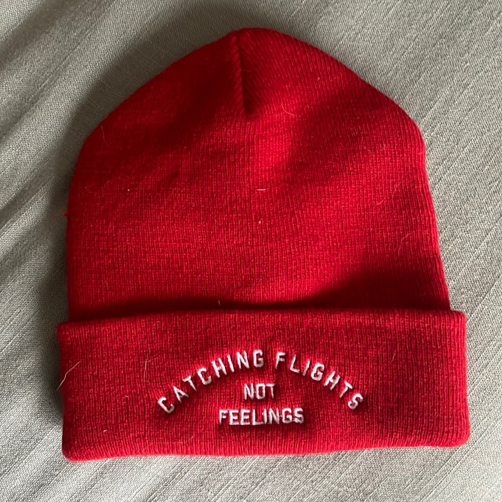 Catching Flight Not Feelings Red Beanie